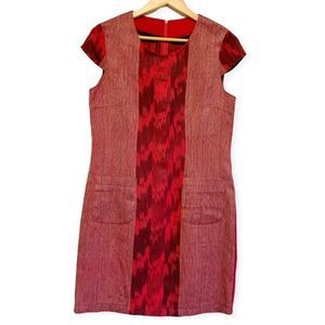 Vintage hand stitched Maroon red shift fall dress size medium to large
